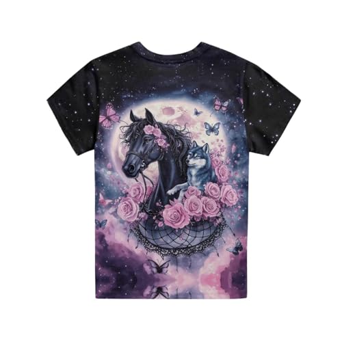 Image of WELLFLYHOM Kids Tshirts Girls Boys Short Sleeve Crewneck Tees Shirts Casual Sport Pullover Tops Size 3-16 Years