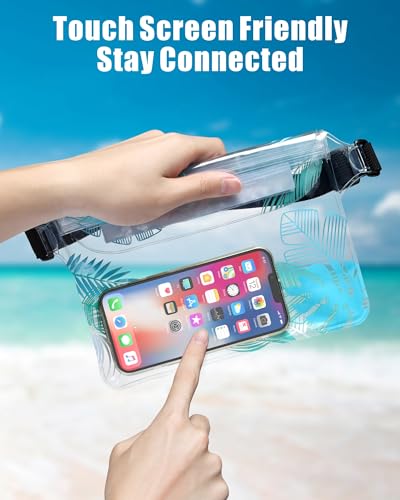 Image of F-color Waterproof Fanny Pack - Waterproof Pouch, Beach Cruise Essentials | Adjustable Waist Strap, Triple Zipper Roll-Top Dry Bag for Phone, Keep Passport Valuables Dry for Beach Kayaking Boating
