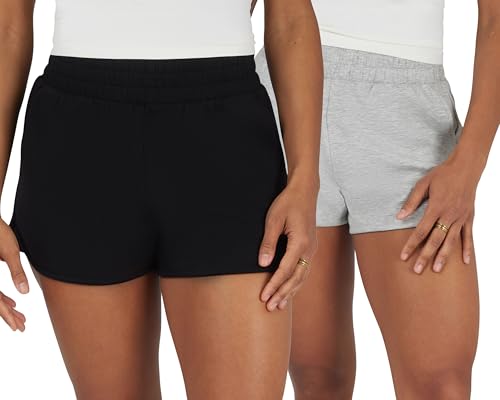 90 Degree By Reflex Ultra Soft Tulip Hem Short 2 Pack Lounge Relaxed Fit Active Pocket Shorts for Women