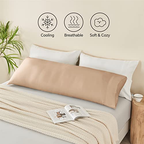 Image of BEDELITE Body Pillow Pillowcase, Rayon from Bamboo, Taupe, 20 inchx54 inch | Cooling and Breathable Body Pillow Cover for Hot Sleepers & Night Sweats, Silky Soft Full Long Pillow Case, Envelope Closure