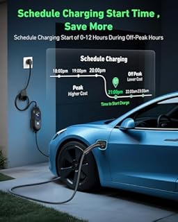 Evjuicion Chargeur Voiture Electrique 6 Mètre [3.68KW | 8-16A | 0-12H | IP65] EV Chargeur Type 2 avec Support Mural, Écran numérique, Portabilité Cable Recharge Voiture Électrique Type 2 avec Sac
