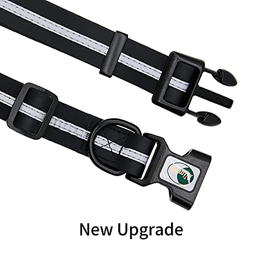 Image of Nimble Reflective Waterproof Dog Collar Adjustable Odor Resistant Easy Clean Pet Collar for Small Medium Large Dogs Night Walking Outdoor Rainy Use (Large (15.35 inch-24.8 inchinches), Black)