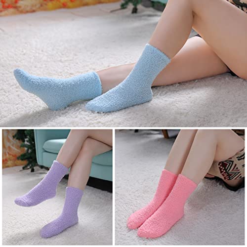 Image of MQELONG Womens Super Soft Fuzzy Cozy Home Sleeping Socks Microfiber Winter Warm Slipper Socks