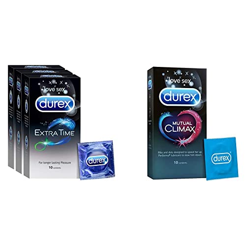 Image of Durex Condoms - 10 Count (Pack of 3, Extra Time) & Durex Mutual Climax Condoms - 10 Count