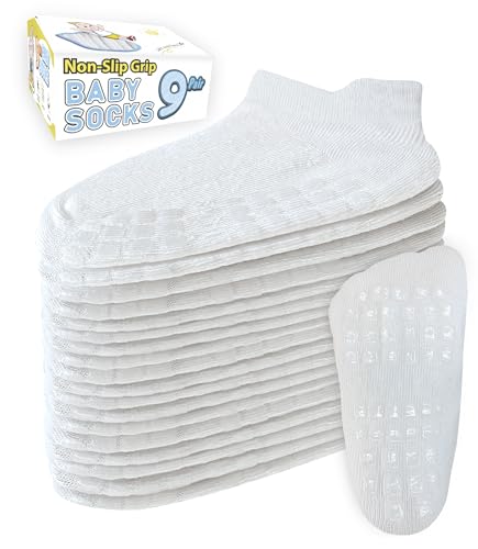 Simply Kids Baby Non-Slip Ankle Socks (9 Pairs) – Superior Grip, Soft Cotton, for Active Toddler Girls & Boys (Ages 0-7)