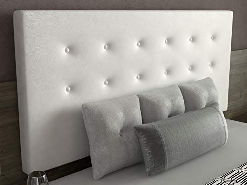 LA WEB DEL COLCHON - Cabecero tapizado Siros para Cama de 105 (115 x 70 cms) Blanco | Cama Juvenil | Cama Matrimonio | Cabezal Cama |
