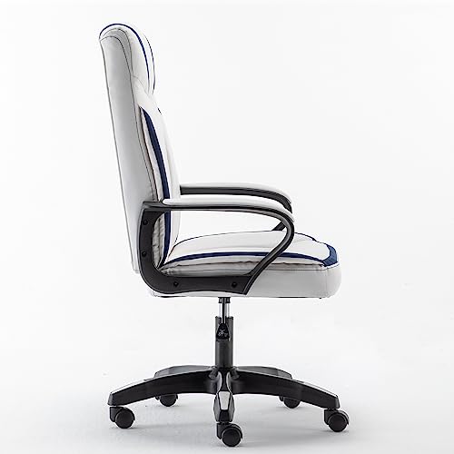 Givenusmyf Home Office Desk Chair, Ergonomic High Back White Chair With Wheels And Arms, Pu Leather Adjustable Swivel Computer Chair For Adult #TOP7