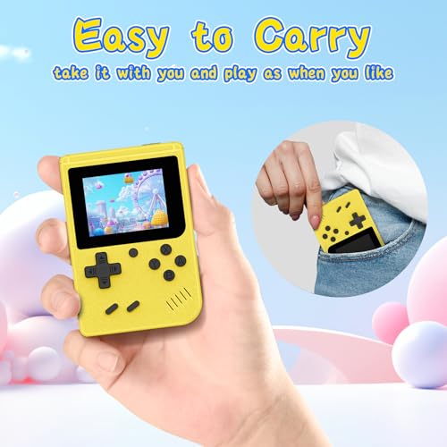 Image of Retro Gaming Console, Built-in 400 Classic Retro Game Console, 3.0 Inch IPS Screen Retro Handheld Game Console, 1020mAh Rechargeable Battery, Portable Arcade Video Gaming Console (Yellow)