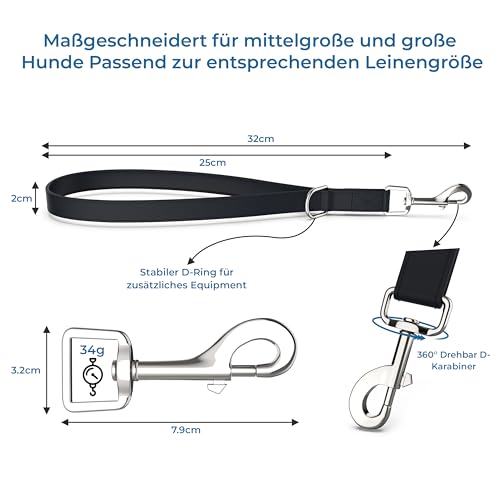 Testnote: Sehr gut - Kurzführer Hund 32cm I Wetterfest aus Biothane und Neopren Polsterung I Griffstück für Golden Pets Hundeleine I Hundeleine kurz kleine - große Hunde