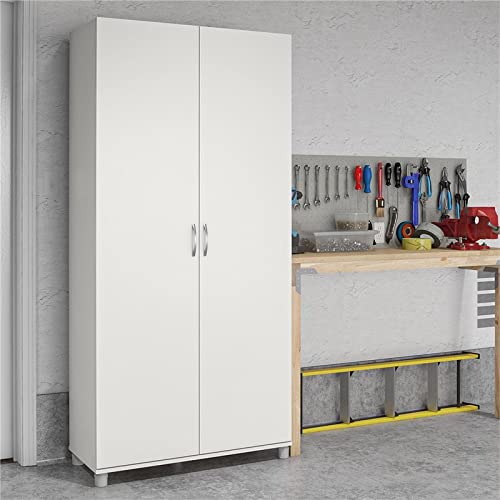 Pemberly Row Engineered Wood Transitional 36" Utility Storage Cabinet In White #TOP3