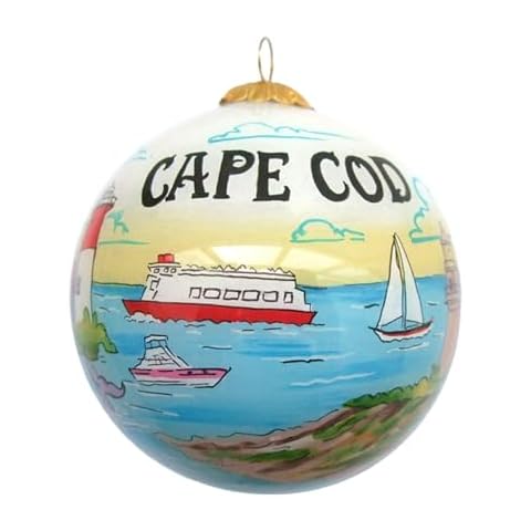Art Studio Company - Hand Painted Christmas Ornament, Blown Glass, Hanging Tree Ornament, Holiday Decor, Cape Cod, Illustration Cover