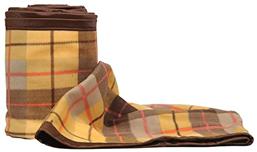 Image of Modern Check All Season Polar Fleece Single Bed Blanket, 60X90 Inches - Yellow, 300 TC