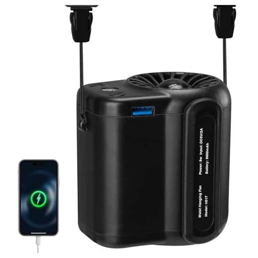 Portable Waist Fan, Body Fans with LED Light, Shirt/Belt/Clip on/Waistband Fan, 10000mAh Personal Rechargeable fan, 3 Speeds & 25H Cooling, 18000RPM for Camping, Worksites, and Outdoor