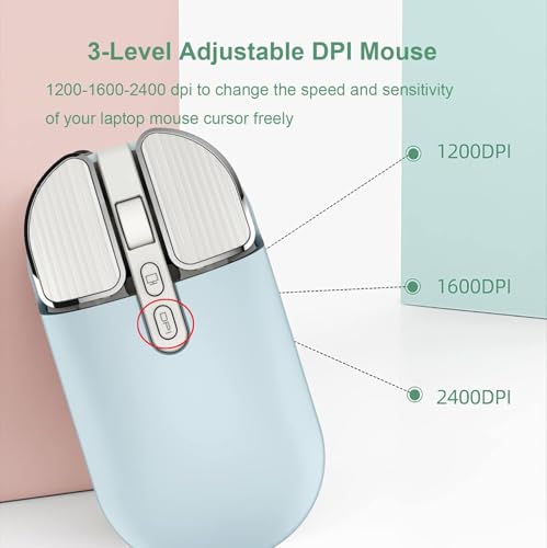 Image of KINGSTER Wireless Bluetooth Rechargeable Mouse - Silent Click, Dual Mode (BT 5.2 + 2.4GHz), Adjustable DPI (800 /1200 /1600), Ergonomic Design - for Laptop, PC, Mac (White & Multi-Color)