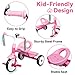 Liberry Toddler Tricycle Age 2 3 4 Years Old, Kids Trike with Bell, Back Basket and Removable Pedal, 3 Wheel Bike Birthday Toys Gift for Girls Boys, Pink