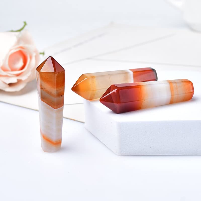 Amazon.co.jp: WCGTE 1PC 天然カーネリアン六角柱サードオニキス