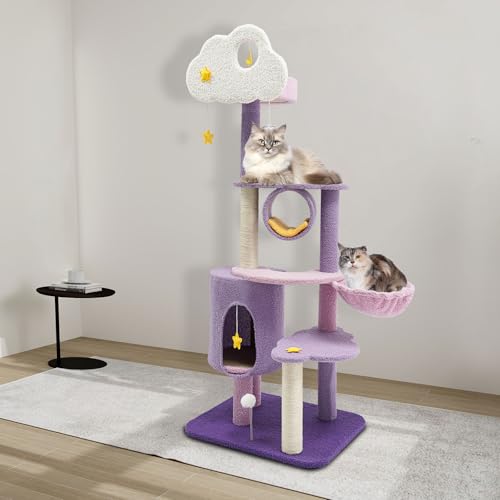 Árbol para gato grande multiescala color púrpura miniatura 2