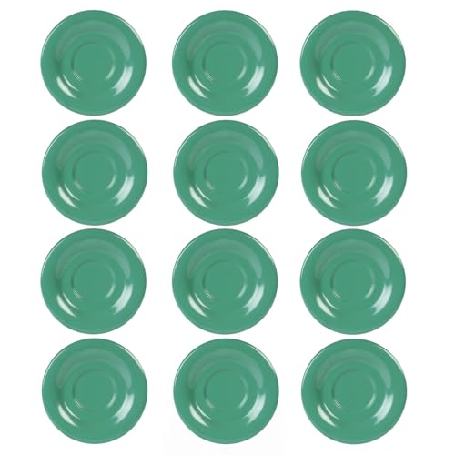 TrueCraftware- 5-1/2” Saucer Melamine Green Color Set of 12 for Bouillon Cup/Mug Cup - Dishwasher Safe Break-Resistant Appetizer Dessert Plates Coffee Cup Saucers Drinkware Home Cafe