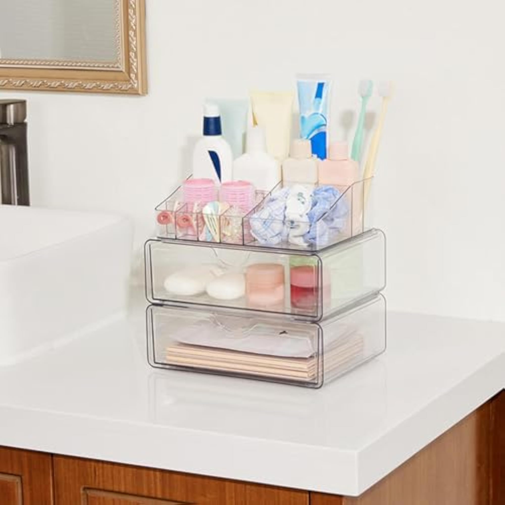Makeup Organizer with 2 Drawers Cosmetic Display Case