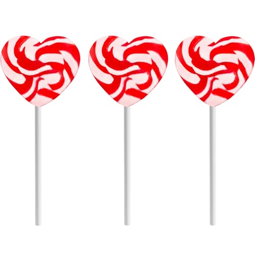 Fruidles Swirl Lollipop Heart Design, Party Bag Fillers, Individually Wrapped (12-Pack, Red & White Heart Lollipops)