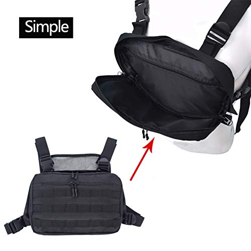 EFINNY Hombres Mujeres Chaleco táctico Bolsas de Hombro Pecho Rig Bolsa Hip Hop Bolsillos Ajustables Bolsa de Hombro Cruzada Paquetes de Cintura funcionales
