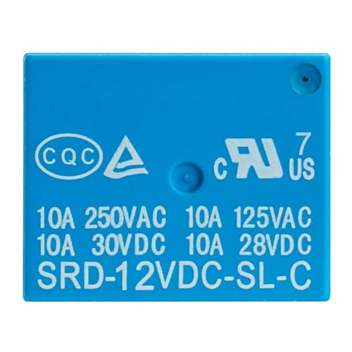 image for Weasch 10Pcs PCB Power Relay SRD-12VDC-SL-C, DC 12V Coil, 10A 250VAC, 