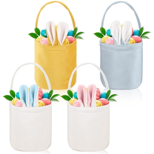4 Stück Osterhasen Taschen Ostertasche mit Ohren Beutel mit Osterhase zum Verschenken für Sammeln von Ostereiern Ostergeschenke Süßigkeiten Geschenkverpackungen (4 PCS)