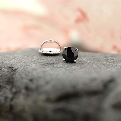 Diamond Wish 18k White Gold Round SINGLE Black Diamond Stud Earring (0.15cttw) 4-Prong Basket set with Screw-back2