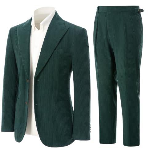 Mens Suit Corduroy 2 Piece Tuxedo Suits for Men Blazer Jacket Pants Tux Set Formal Business Casual2