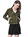 Allegra K Women Short Soft Zip Up Faux Suede Biker Moto Jacket Small Olive Green