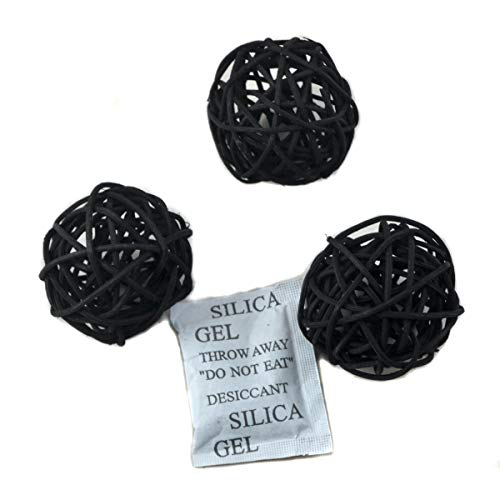Ougual Natural Wicker Rattan Balls Table Wedding Party Hanging Wobble Ball Christmas Decoration (5cm, 10pcs, Black)