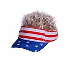Men's Visor with Hair Fake Hairs Visor Hat with Hair for Men Funny Spiked Sun Hats Novelty Baseball Wig Caps Birthday Gift