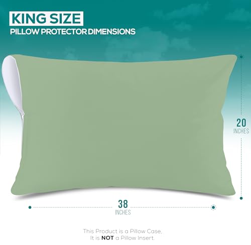 Image of Utopia Bedding Premium 100% Waterproof Pillow Protectors with Zipper King Size (Set of 2), Bed Bug and Dust Mite Proof Zippered Pillow Covers, Pillow Encasement Cases, Sage