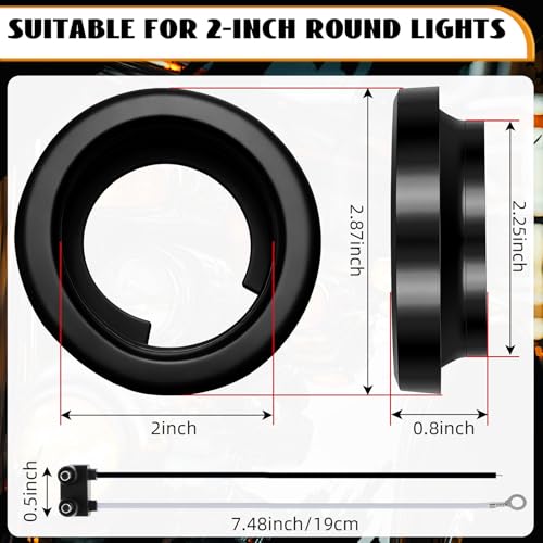Image of Pangda 16 Pack 2 Inch Rubber Grommets for Truck Trailer Boat Lights with 2 Prong Pigtails Trailer Side Marker Lights Grommets with 2 Pin Wire Pigtail Connector Kit for Truck RV Boat