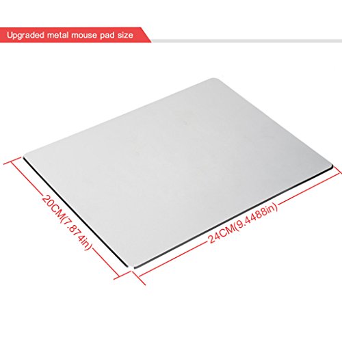 Qcute Mouse Pad, Gaming Aluminum Mouse Pad 9.45 X 7.87 Inch W Non-Slip Rubber Base & Micro Sand Blasting Aluminum Surface For Fast And Accurate Control (Large Silver) #TOP1