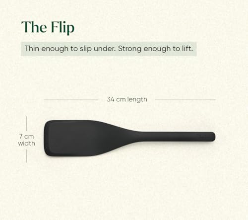 Image of Ember Cookware Silicone Kitchen Tool Set of 5 - Ladle, Brush, Flip, Stir & Scraper | Platinum Grade Food Safe | Heat Resistant Up to 230C | Seamless Unibody Design | Black