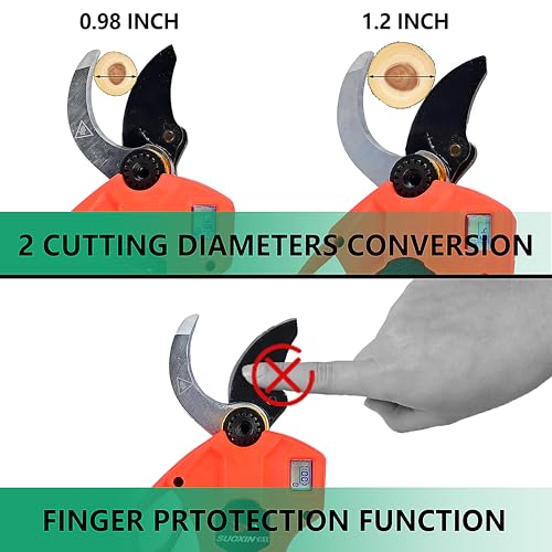 Image of Cordless Electric Pruning Shears, 1.2 inch (3cm) Cutting Diameter, SK5 Blade, 2x21V 4500mAh Batteries, Lightweight Ergonomic Garden Tree Branch Cutter