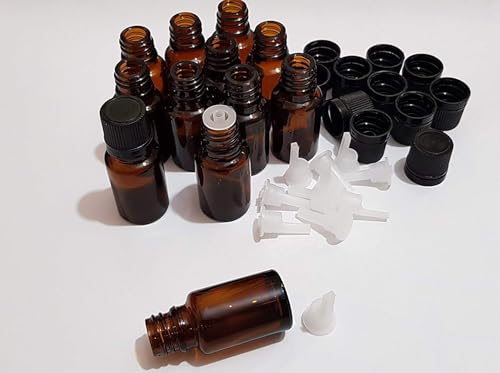 Image of Pure Source India Empty 15 ML Amber Glass Bottle With Leak-Proof Euro Dropper And Cap With Seal, Multipurpose(Set of 24 Pieces)