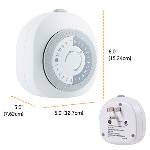 Ge 24-Hour Heavy Duty Indoor Plug-In Mechanical Timer, 1 Grounded Outlet, 30 Minute Intervals, Daily On/Off Cycle, For Lamps, Portable Fans, Seasonal Lighting, Appliances And More, Ul Listed, 15153 #TOP7