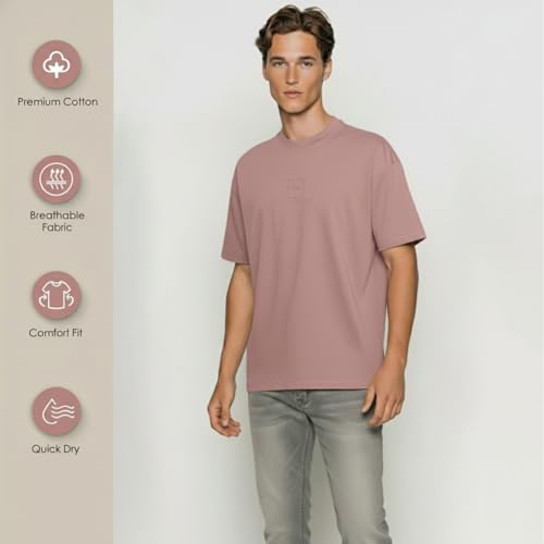 Image of Van Heusen Men's Premium Cotton Oversized Drop Shoulder Brand Logo T-Shirt