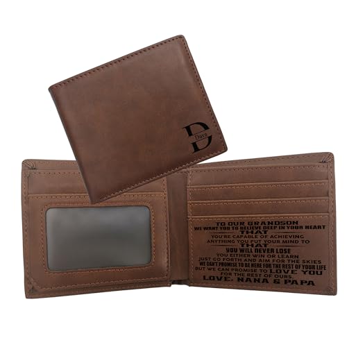 To Our Grandson Wallet, Personalized Leather Wallets, Gifts For Men, Wallet Grandson, W106