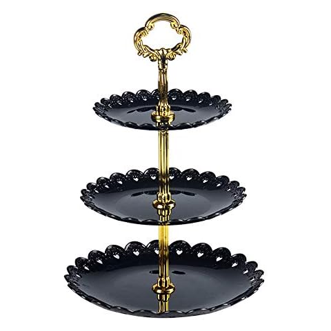 SANGDA 3 Tier Cake Dessert Stand - Party Food Server Display Plastic Cake Pastry Stand Slate,Cupcake Stand Holder,Serving Platter for Wedding Decor Cover
