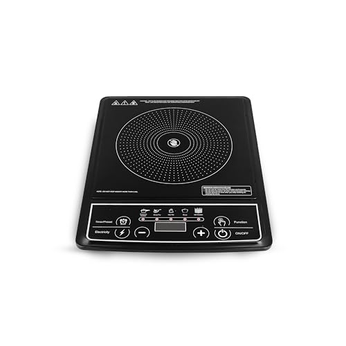 Image of Pencil Presto 1800W Induction Cooktop | BIS Certified | 2.5KV Surge Protection | Button Control | 5 Preset Cooking Functions | Electric Induction Stove for Home Kitchen