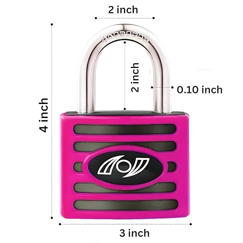 Image of Heavy Duty Keyed Lock | Hardened Steel Shackle Lock | Anti-Rust Security for Gate, Warehouse & Outdoor Use (ALT-45 Pink (75MM))