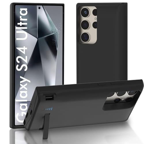 Galaxy S24 Ultra Battery Case, 6000mAh Portable Battery Charging Case with Kickstand for Galaxy S24 Ultra, Extended Phone Charger Cover for Samsung S24 Ultra 5g(6.8