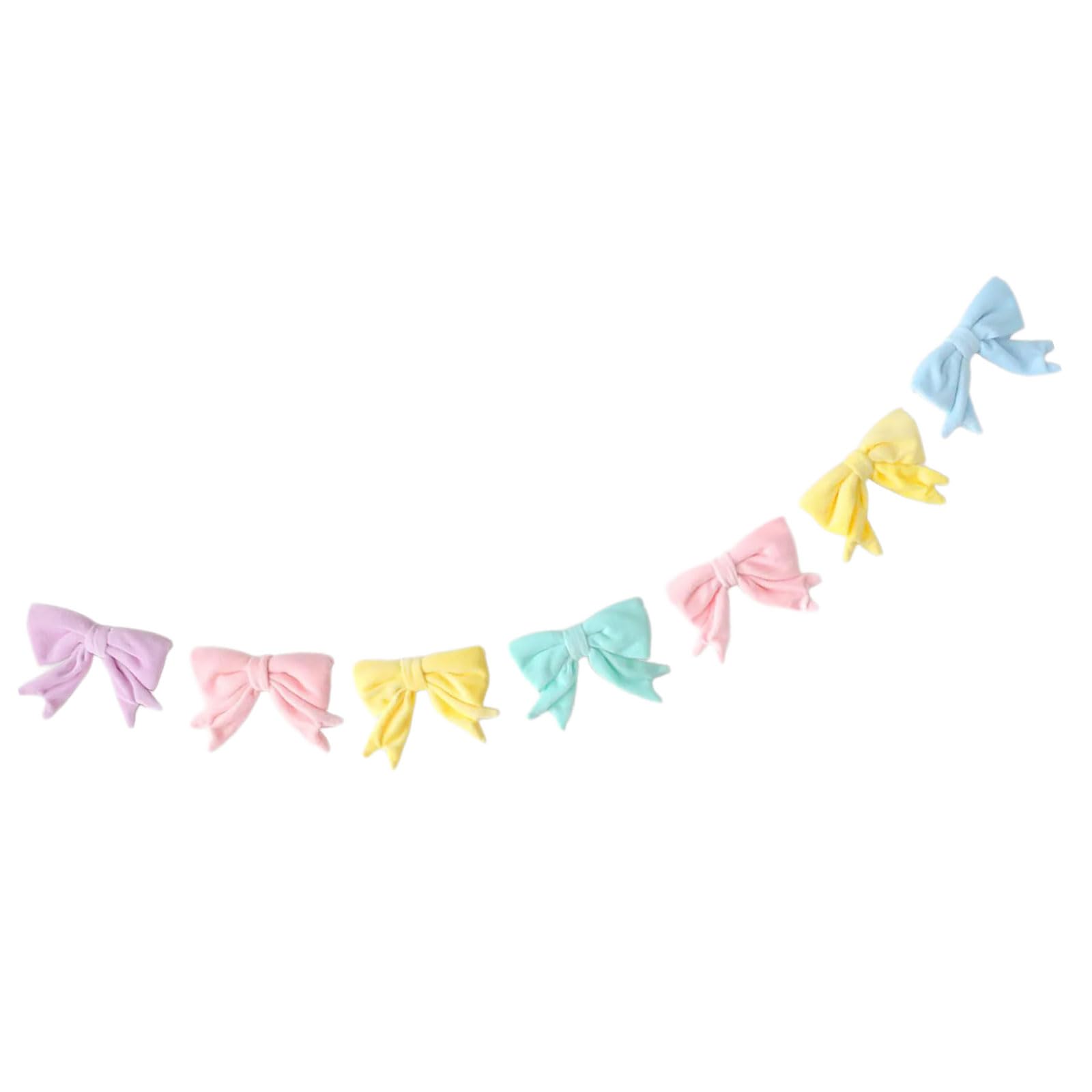 NVOQILIN Lovely Pastels Colored Bows Garlands Ribbon Holiday Ornaments for Seasonal Decorations and Festives Event Flower Wreath