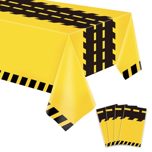 Dvaorc 4 Pack Construction Tablecloths - Rectangle Construction Table Covers - Dump Truck Birthday Table Cloth for Kids Boys - 51 x 86 Inch