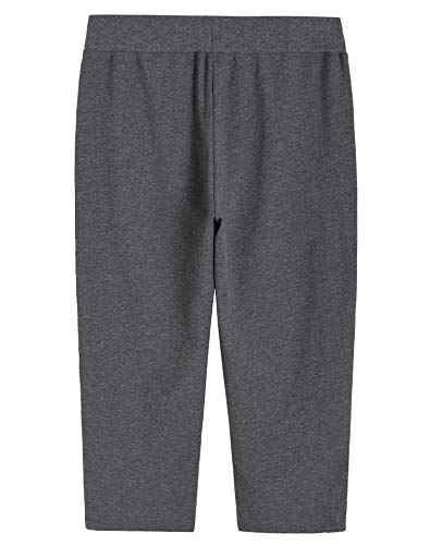Calça de moletom feminina Weintee de malha capri com bolsos, Granite Heather, Large