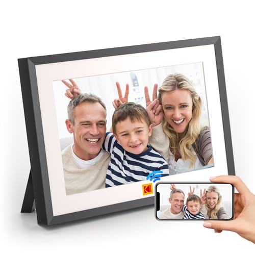 Digitaler Bilderrahmen, KODAK Touch Elektronischer 10.1 Zoll, 1280 x 800, ntelligenter mit 32GB Speicher, 4000mAh Li-Akku (Schwarz)