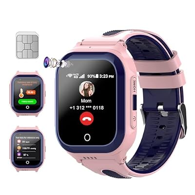 Getfitsoo Wonlex 4G Kids Smartwatch with SIM Card, 1.4" GPS Smart Watch for Kids, Boys Girls Phone Watch with Temperature HR BP Monitor, Video Calls, SOS, Camera, Pedometer, Alarm, Music Player(Pink)
